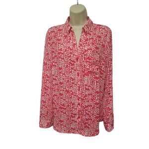 The Limited Women's Casual Multicolor Pink & White Long Sleeve Blouse Medium